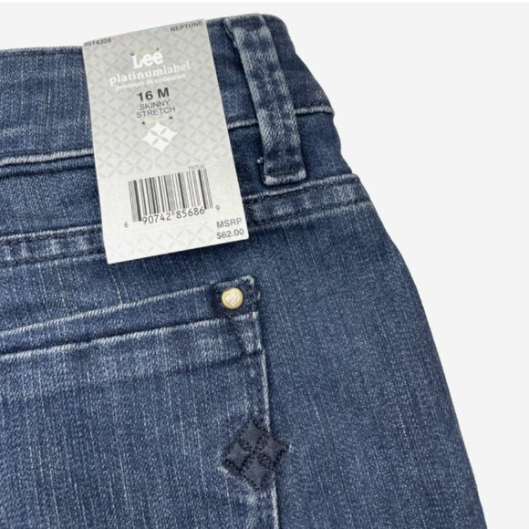 Lee Skinny Stretch Jeans 16M Medium Wash NWT Mid Rise Denim Pants - Picture 7 of 9